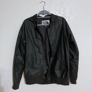 NORTH FACE/ korean white label dark olive green nylon bomber jacket